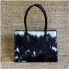 HAIR ON BROWN AND WHITE CALF HANDBAG